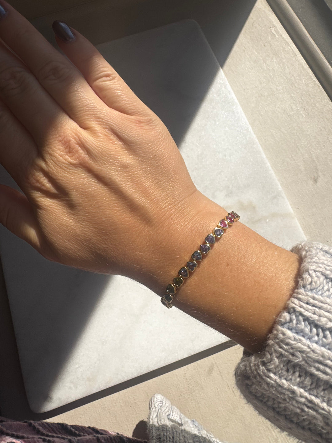 Rainbow Heart Tennis Bracelet 🌈🩷🪩 – Snaffle Bit Bracelet Company