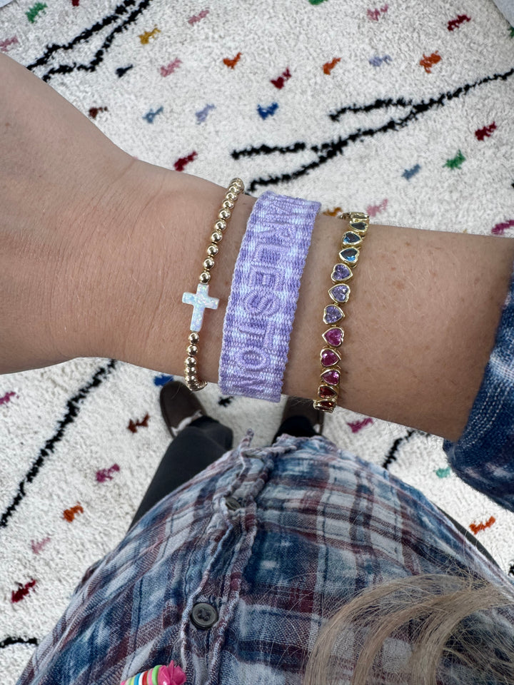 Rainbow Heart Tennis Bracelet 🌈🩷🪩 – Snaffle Bit Bracelet Company
